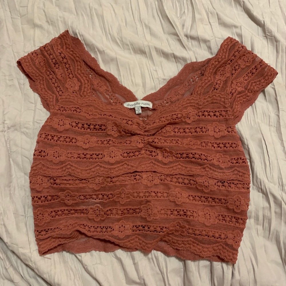 Charlotte russe lace cropped shirt